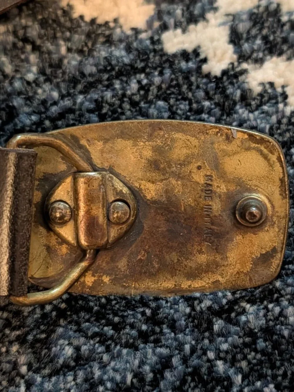 Vintage Levi’s Made in Italy Brown Leather Belt Two Horse Brass-Tone Buckle 36